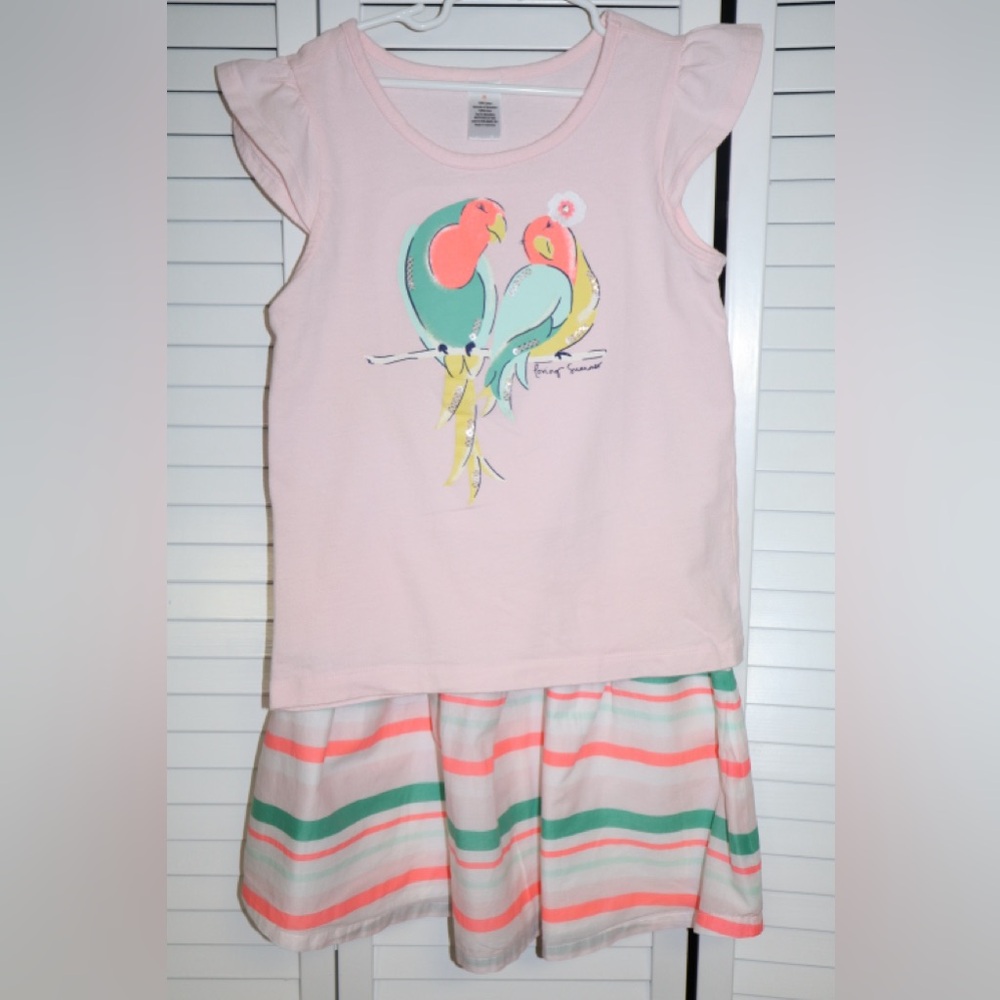 Gymboree Parrot Print Pink and Striped set